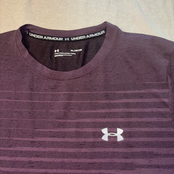 Under Armour Mens XL Purple Short Sleeve Golf Workout Gym Active Heatgear Tee - Picture 8 of 9